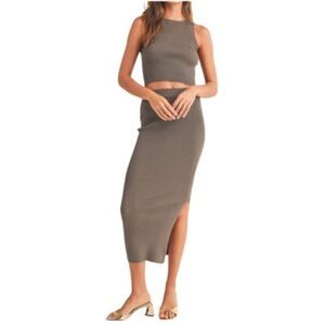 Miou Muse Metallic Knit Skirt and Top in Bronze S/M (Small Skirt / Med Top) NWT